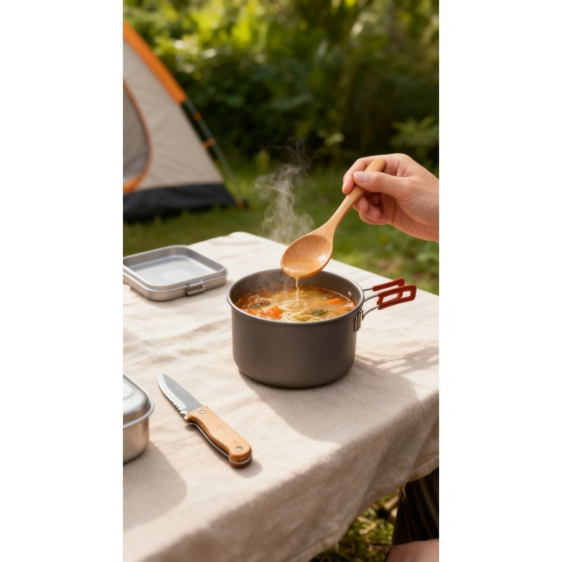 Japanese Camping Cooking - Japon ahşap kaşık çay kahve ve