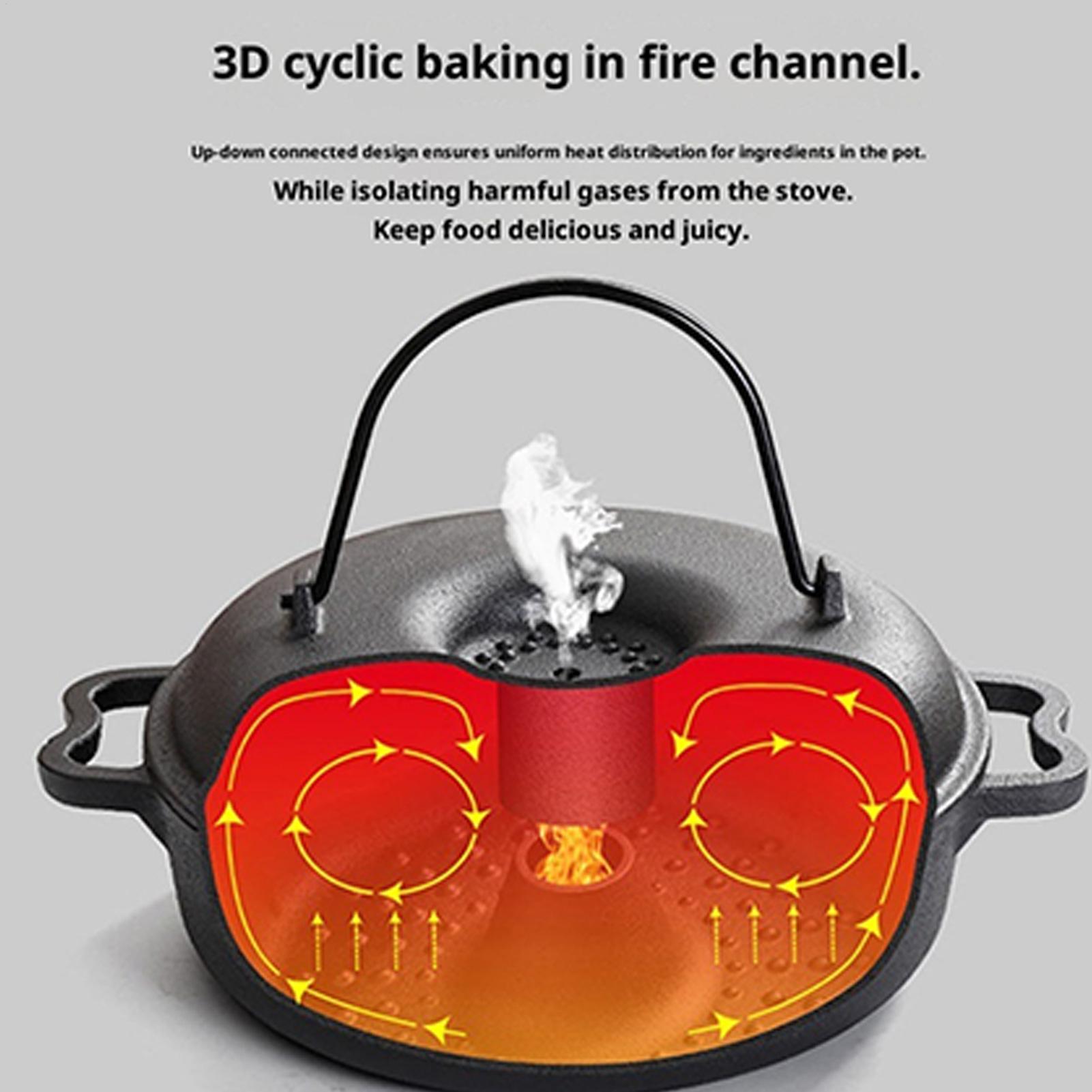 Camping Cooking Cast Iron - Yapışmaz Saplı Döküm Demir Kamp Tenceresi,