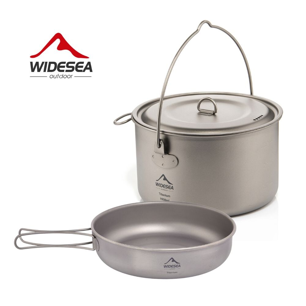 Camping Cooking Wok - Widesea kamp sofra titanyum tencere seti