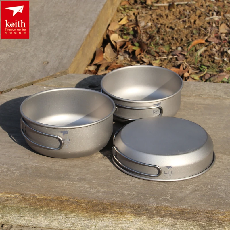 Camping Cooking Equipment - Keith 3 ADET Titanyum Tencere Tavalar