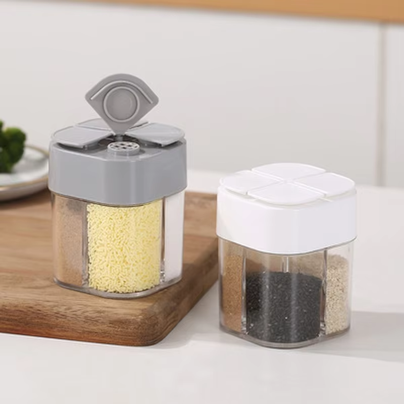 Camping Cooking Kit Box - 4'ü 1 arada Plastik Baharatlık Seti,