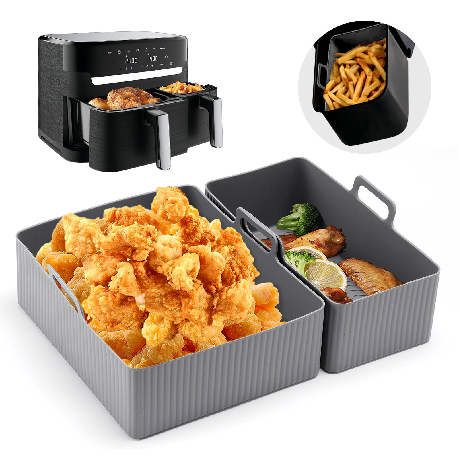 Camping Cooking Mat - 2 adet Set Silikon Hava Fritöz