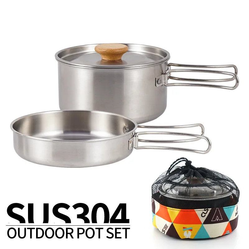 Camping Cooking Kit Box - Açık Katlanır TENCERE SETİ Paslanmaz Çelik